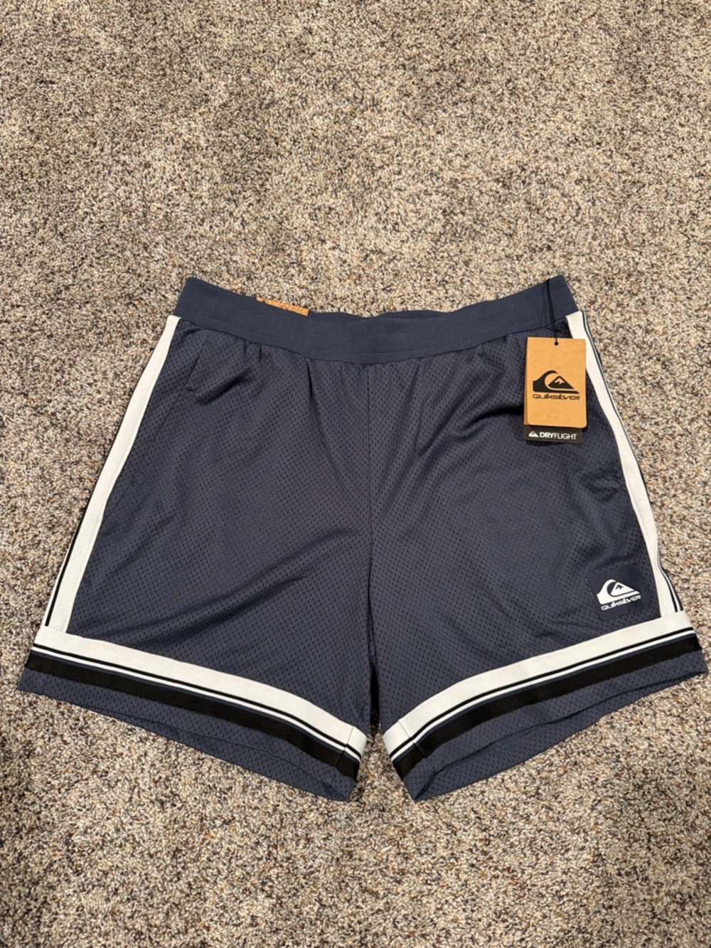 Quiksilver Men's Navy Athletic Mesh Shorts with White Trim